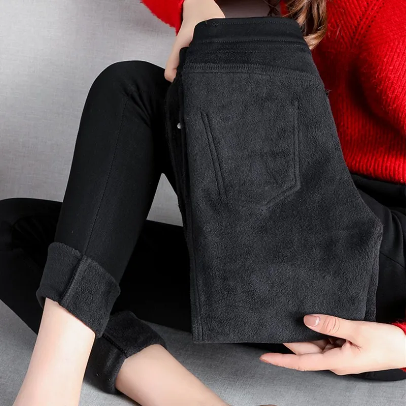 WKOUD размера плюс зимние теплые леггинсы для женщин обтягивающие Волшебные брюки высокие Стрейчевые черные брюки плотные флисовые леггинсы P8610