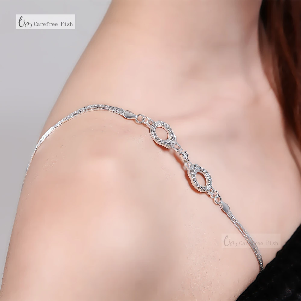 Free shipping New Silver Plated Metallic Sexy Rhinestone Bra Straps For Women Elegant Crystal Bra Shoulder Lingerie Accessories