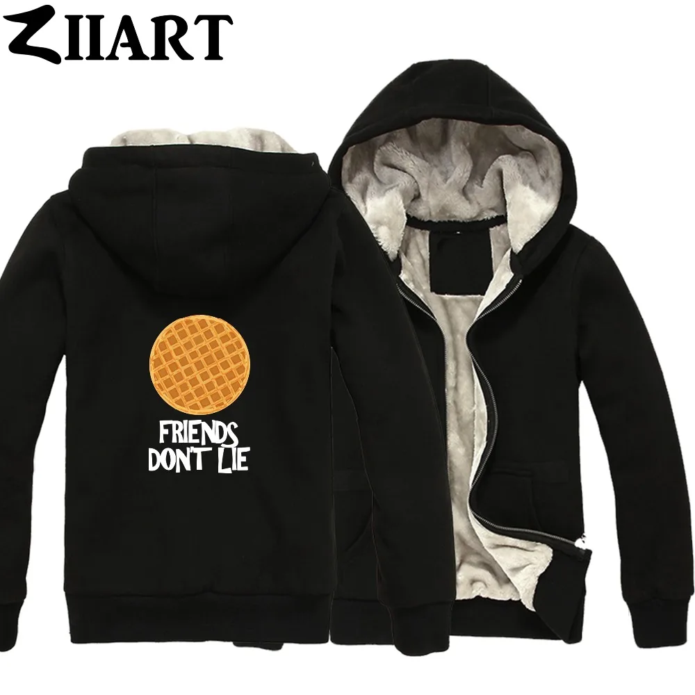 

Waffle FRIENDS DON'T LIE Stranger Things Valentine Decorated Cookies Woman Full Zip Autumn Winter Plus Velvet Parkas ZIIART