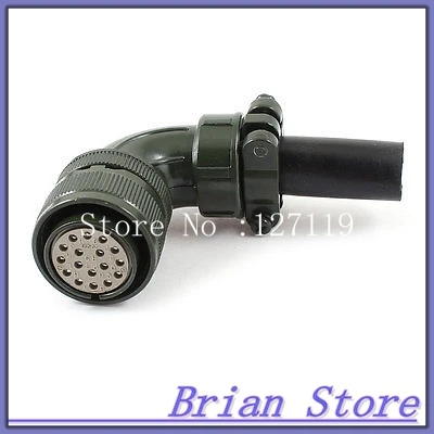 

AC 500V 13A 17Pins Female Cable Type Aviation Plug Elbow Connector Adapter