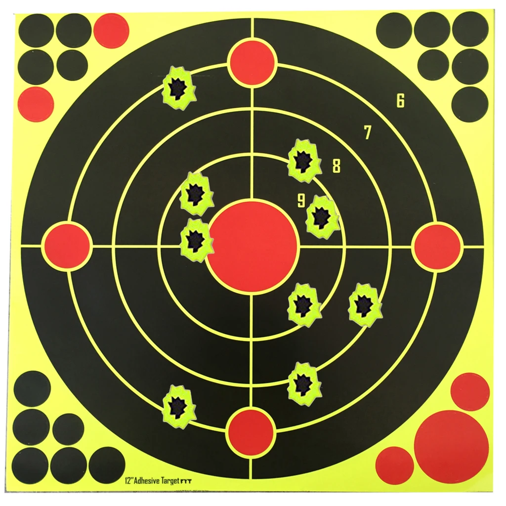 

10pcs 12'' x 12'' Stick & Splatter Reactive Adhesive Shooting Targets Sticker Aim for Rifle / Pistol Binders paintball supplies
