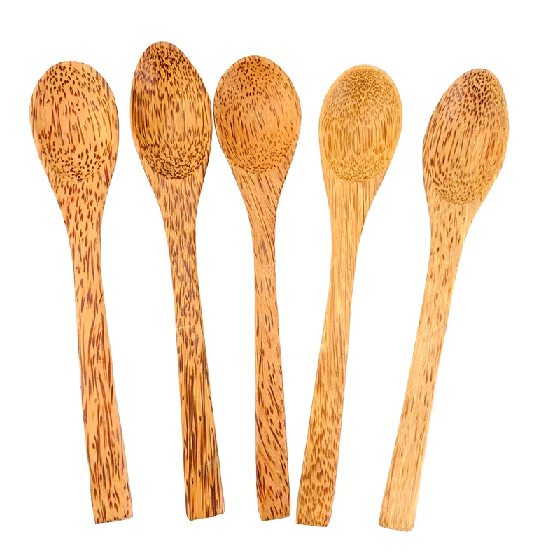 

Tropical Coconut Palm Wood Cutlery Natural Wooden Coconut Spoon for Coconut shell bowl Eco-friendly Spoon Set for Smoothie