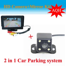 Автомобильная Система помощи при парковке 2 в 1 4,3 цифровой TFT lcd зеркальный монитор парковки автомобиля+ 4LED CCD HD камера заднего вида автомобиля