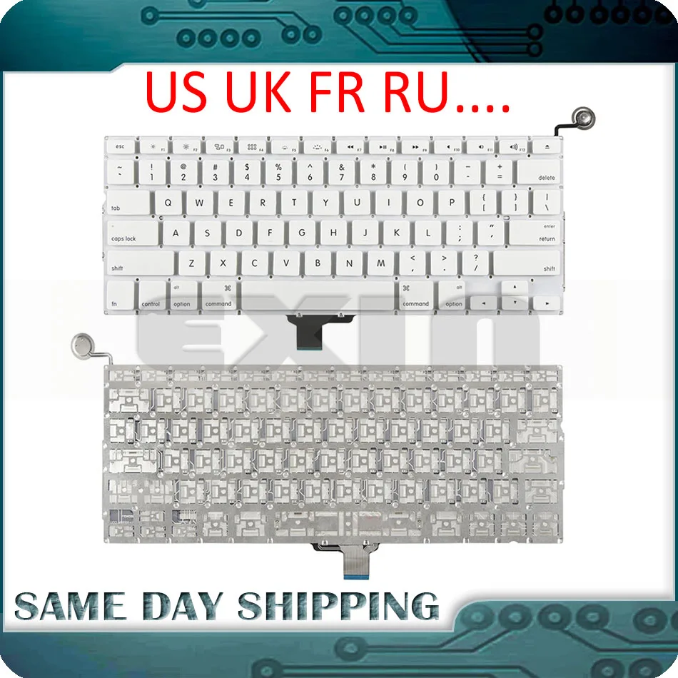 Новая клавиатура A1342 английская французская Русская для Apple Macbook 13 дюймов белая