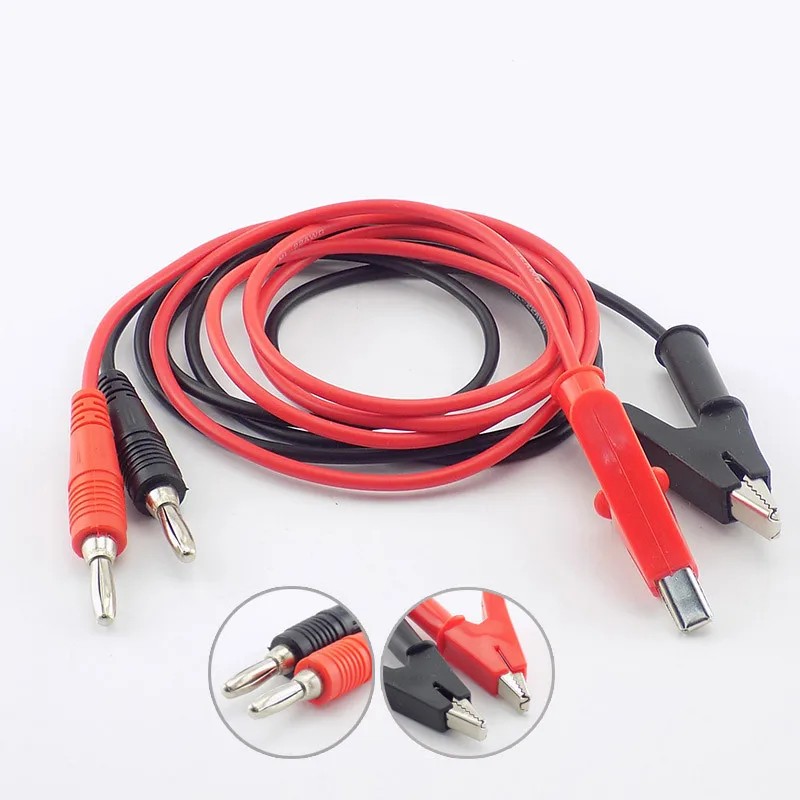 Red+Black Cord Cable Alligator Test Lead Clip to Male Banana Plug 1M Red+Black Cord Cable Alligator Test Lead Clip to Male Banana Plug 1M