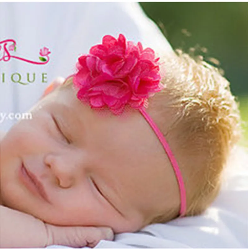 17Clrs New Fashion Hot children kids Baby girls Satin Lace Mini Flower Headband Headwear Hair Band