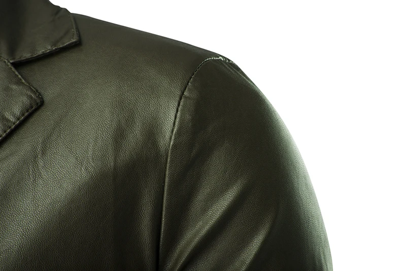 Армейский зеленый мужской модный Повседневный пиджак на одной пуговице из искусственной кожи мужской тонкий однотонный деловой костюм Размер 2XL