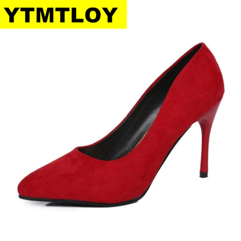 

2019 HOT Women Shoes Pointed Toe Pumps Suede Leisure Dress Shoes High Heels Boat Wedding tenis feminino Summer