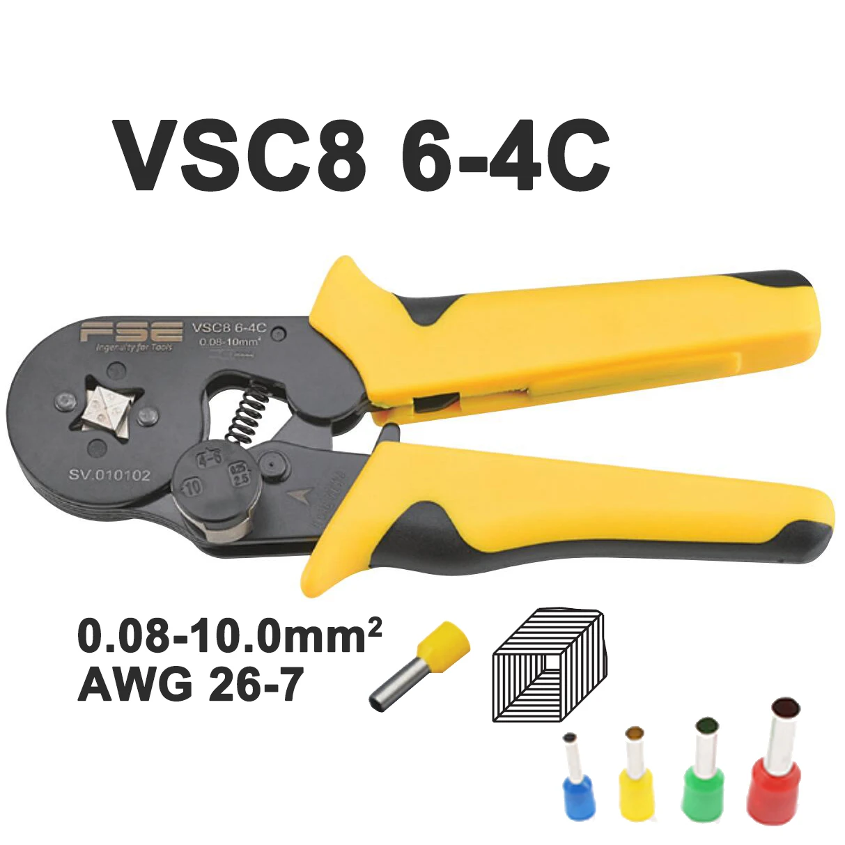 Crimping pliers VSC8 10-6A 6-4C VSC9 16-4A 0.08-16mm2 26-5AWG for tube type needle type terminal manual adjustable tools - Цвет: VSC8 6-4C