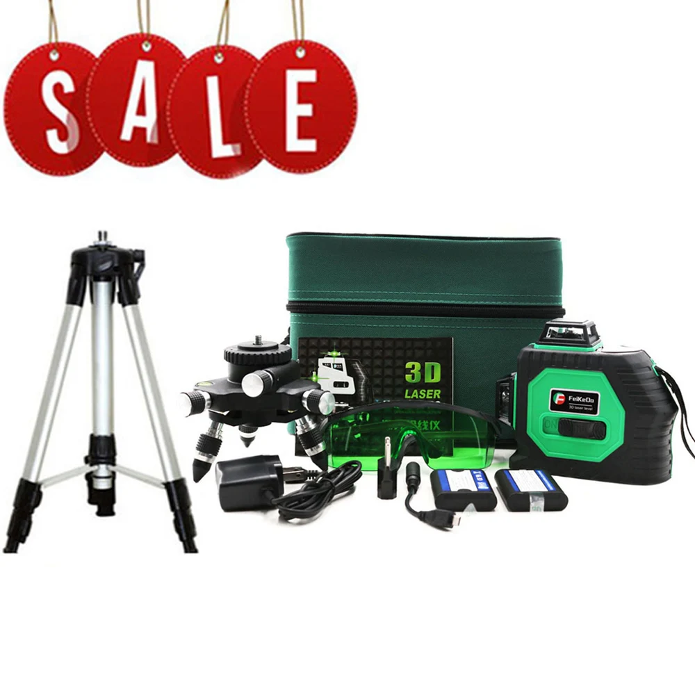 

Professional 12 Line 3D laser level 360 Vertical And Horizontal Laser Level Self-leveling Cross Line 3D Laser Level Green line