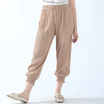

2019 spring and summer new pleated chiffon pants women loose plus size Necking Harem pants casual wide leg pants female