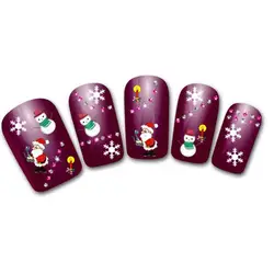 Для женщин xf374 Рождество 3D передачи ногти воды Наклейки палец 2017 Лидер продаж