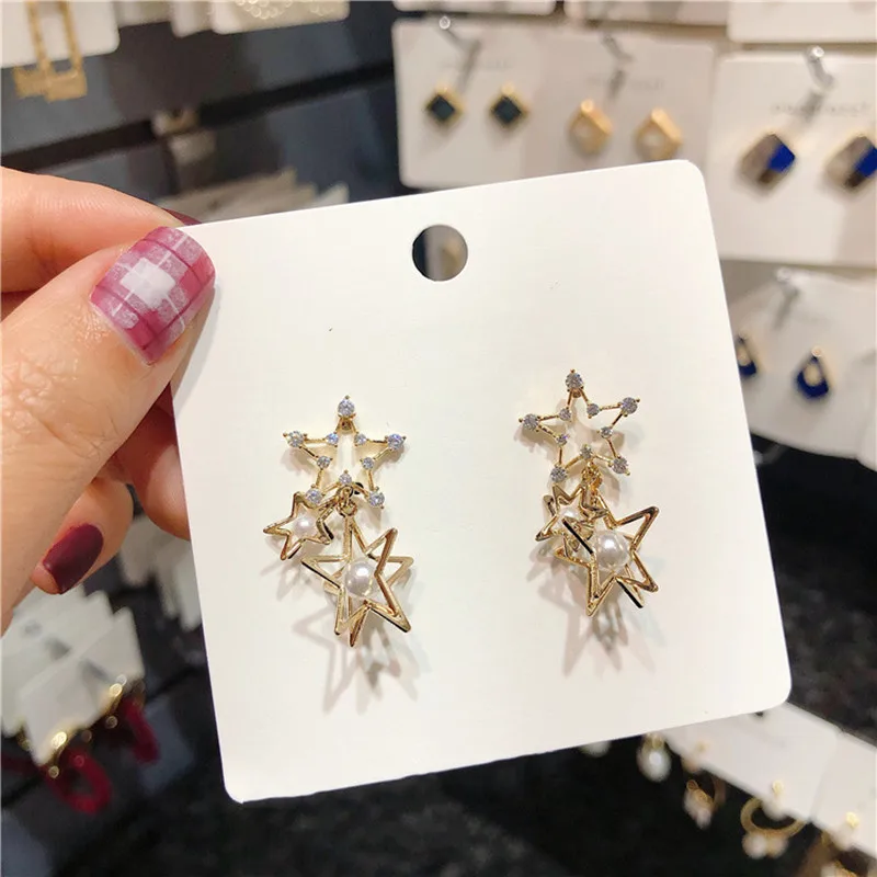 

Dominated The new 2019 star crystal personality fashion pearl Women Drop earrings Jewelry