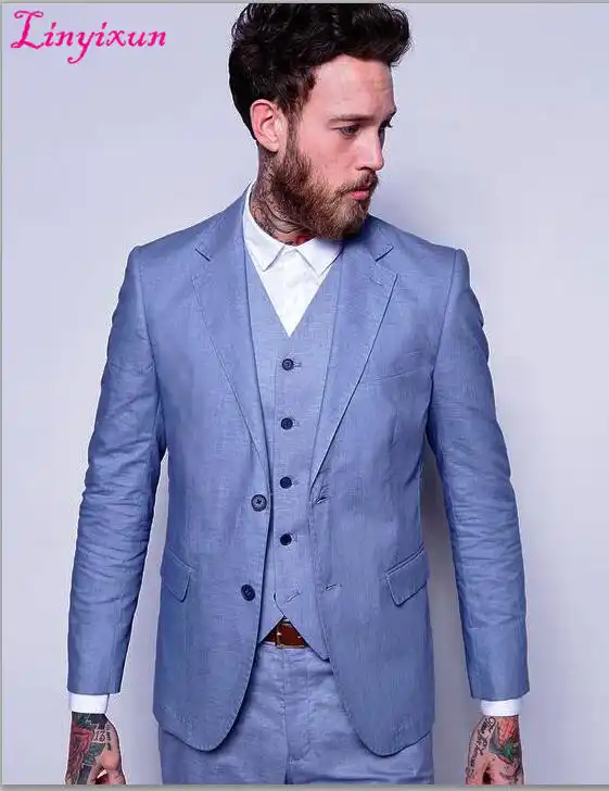 light blue linen blazer