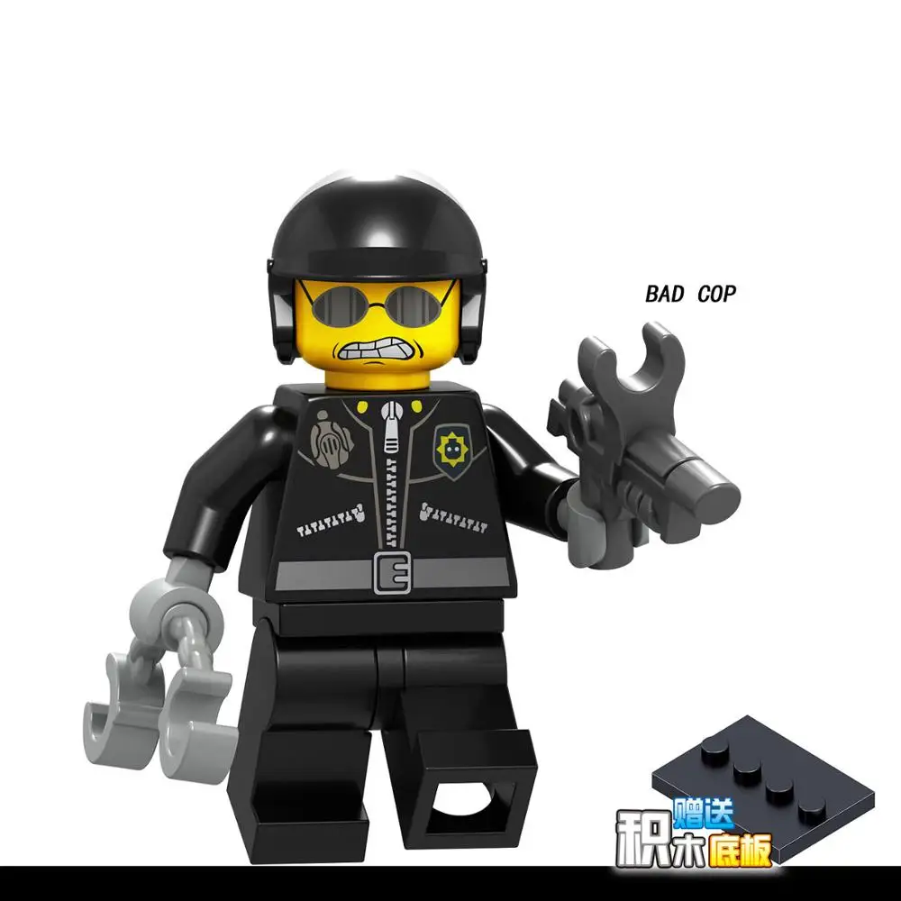 Для фильма ниндзя, Unikitty Emmet Wyldstyle, Sheriff Gordon Nya Cop Lord Vitruvius, Бэтмен, строительные блоки, игрушки, фигурки, кирпичи - Цвет: Черный