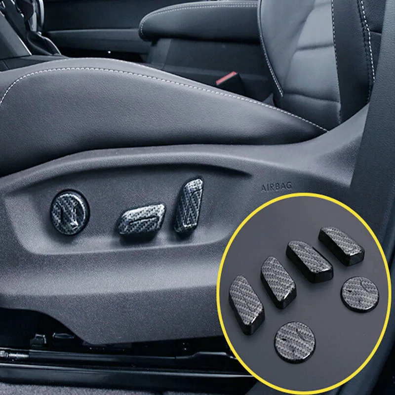 

ABS Matte and Carbon fibre For Atlas Teramont 2017 2018 Car Seat adjustment Switch Cover Trim car accessories styling 6pcs