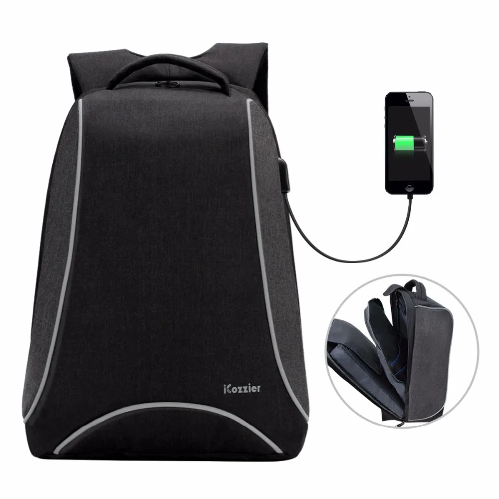 

iCozzier 15.6 Inch Laptop Backpack with USB Charging, Multi-Space Lightweight reflective stripe Bags, Business Rucksack for Men