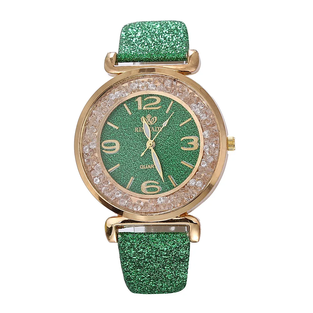 Женские часы Роскошные модные женские часы со стразами из нержавеющей стали аналоговые кварцевые наручные часы Лидер продаж часы horloge# p259 - Цвет: Green