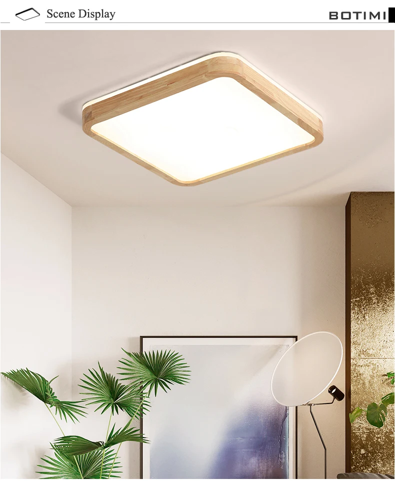 BOTIMI 220V светодиодный потолочный светильник деревянный прямоугольный потолочный светильник для гостиной круглый потолочный светильник современные деревянные светильники
