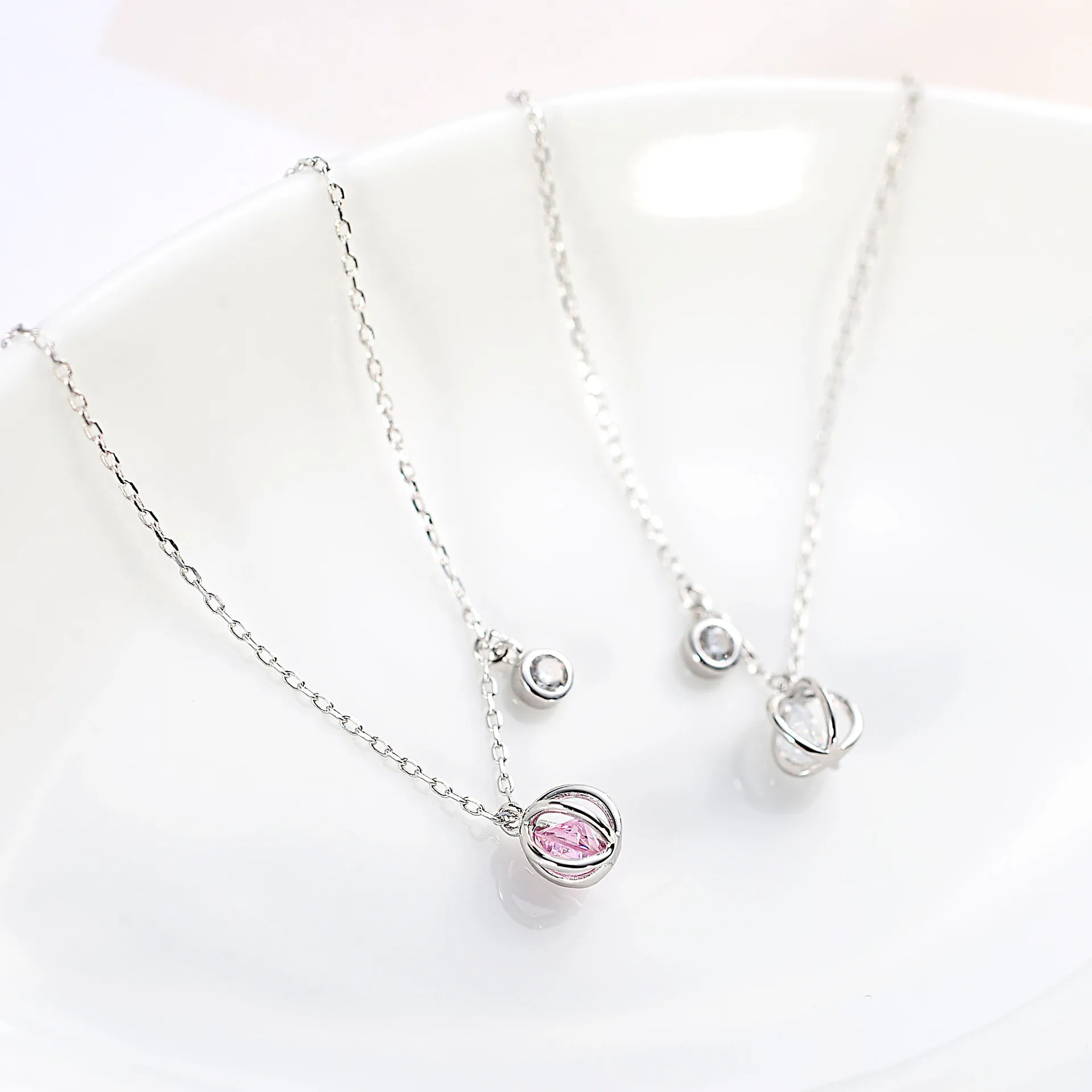 hollow ball CZ woman necklace 100% 925 Sterling silver nacklace Jewellery Clavicle chain pendant charms gift
