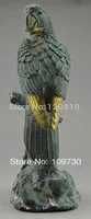 

001079 Collectible Decorated Old Handwork Bronze Carved Parrot On Tree Statue