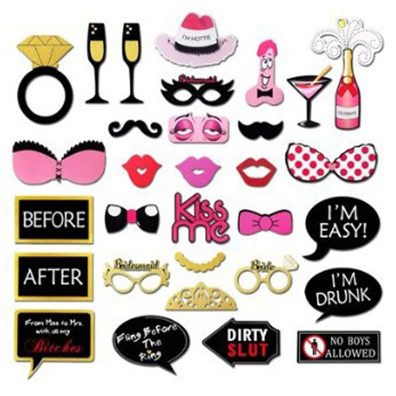 

Birthday Party Photo Props 30Pcs/Set Happy Single Girl Party Decoration Photobooth Props 2019 DIY Creative Funny Mustache