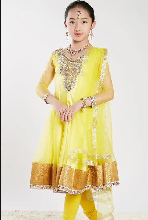 Sarees индийский традиционный Детский костюм в этническом стиле Kurtas танцевальные