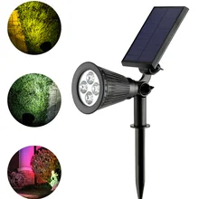 Солнечной энергии прожекторы 4 led IP65 Водонепроницаемый Солнечный уличная газонная лампа теплый белый свет регулируемый настенный для сада, деревья