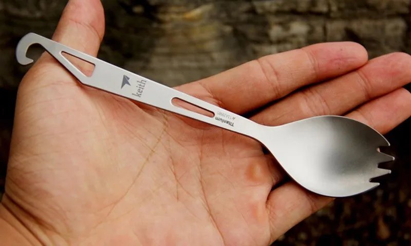 Keith,, титановая вилка Spork для кемпинга, путешествий, пикника, переносная титановая ложка, вилка со штопором, Ультралегкая, 15 г, Ti5311