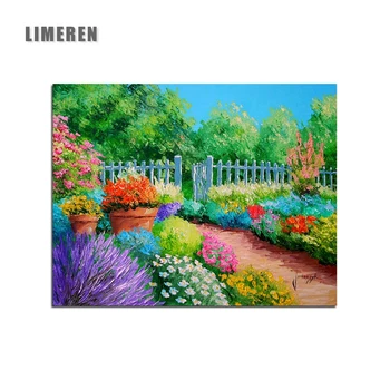 

Frameless Spring Flower Garden Decorative Canvas Painting By Numbers Calligraphy Coloring By Number For Living Room Wall Art