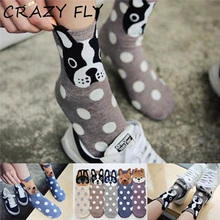 Сумасшедшие Fly Четыре сезона Носки женская для девочек маленький уха мультфильм животных серии милая собака Harajuku Стиль Meias забавные Носки для девочек подарки