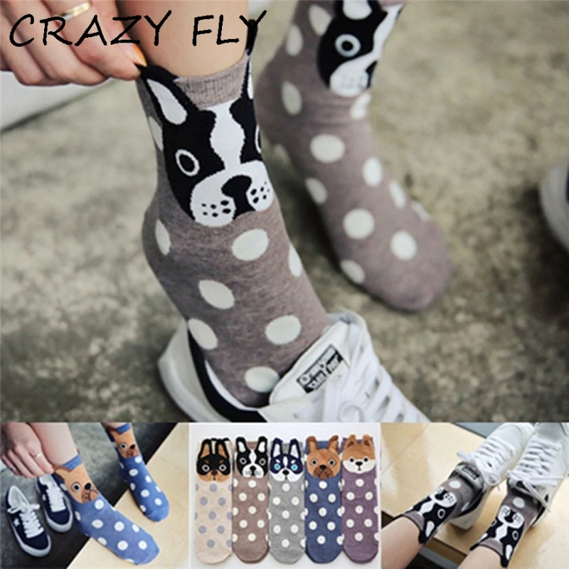 CRAZY FLY 2019 Autumn And Winter Women Socks Ear Cartoon Animal Series Cute dog kawaii harajuku Style Funny Socks Gifts meias