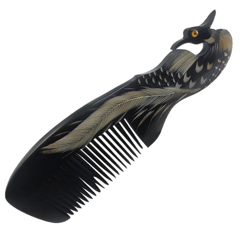 Massage 100% Natural Hand Carved Comb Healthy Hair Loss Comb Natural OX Horn Massagem Escova de Cabelo Hairbrush  Combs 2