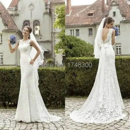 Wonderful Design Backless Sashes Mermaid Cheap Classical Wedding Dress Lace Sexy Sleeveless Elegant Gown Robe De Soiree | Свадьбы и