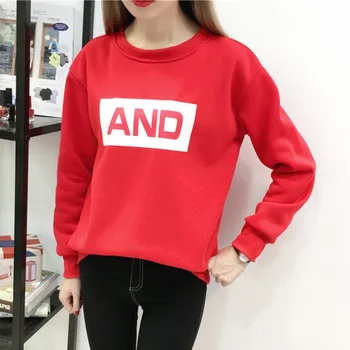 

Sweatshirt Women Long Sleeve Casual Letter Printing Basic Kawaii Sweatshirt Clothing Plus Velvet Fashionable Student New