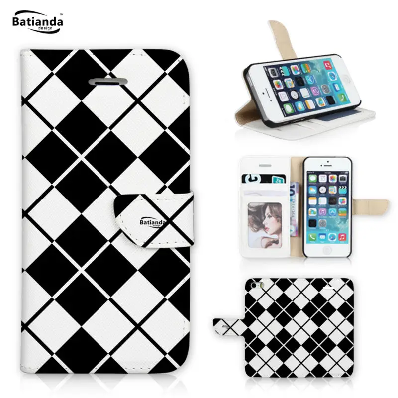 For Apple iPhone 6s Case Classic font b Tartan b font Pattern Wallet Flip Cover For