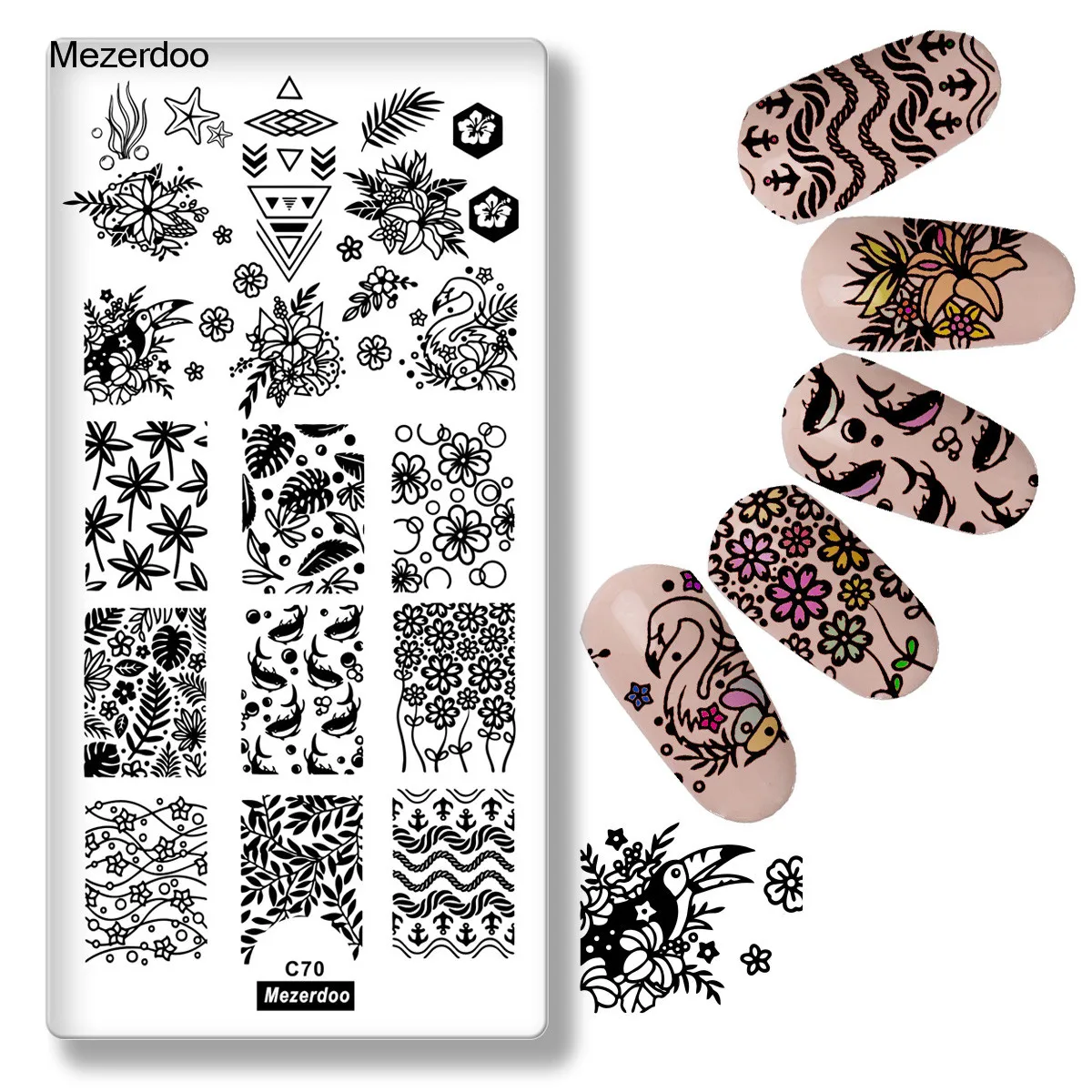 Floral Mixed Animal Image Design Nail Stamping Plates Beauty Templates