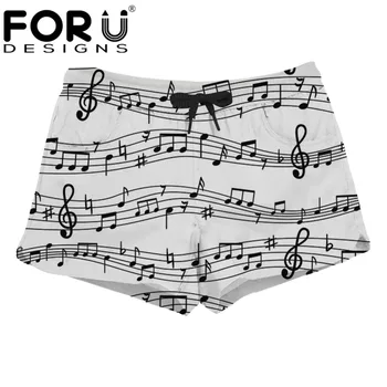 

FORUDESIGNS Elastic Waist Girl Summer Home Outside Shorts Sheet Music Print Shorts Women 2019 Casual Holiday Beach Lace Up Short