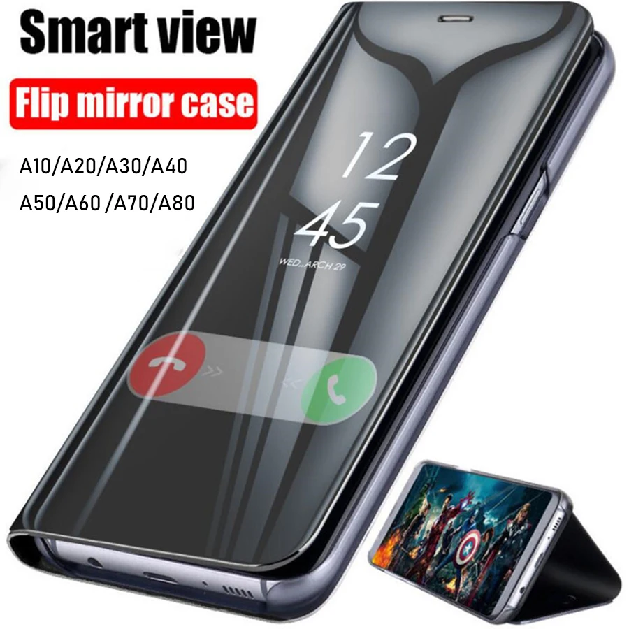 Умный зеркальный флип-чехол для Samsung Galaxy A10 A20 A30 A40 A50 A60 A70 A80 A90 прозрачный чехол |