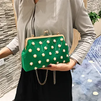 

Women Summer Transparent Color PVC Dinner Bag Transparent Flower Rivet Bag