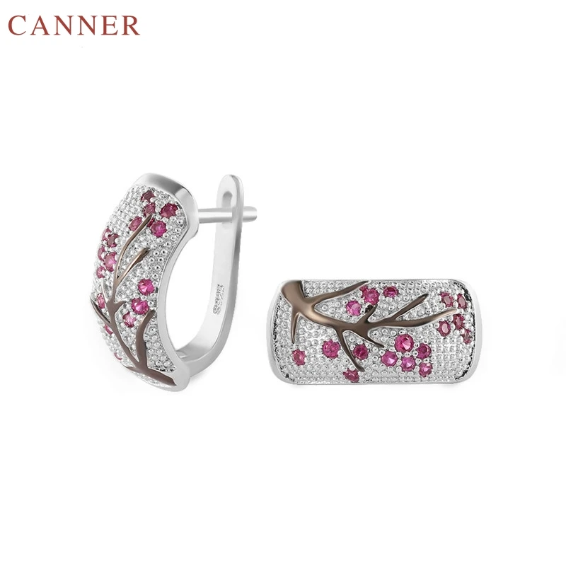 Exquisite Tree Branch Flower Earrings for Women Silver Color Micro Zircon Clip On 2019 Female Jewelry Party Earings C30 | Украшения и