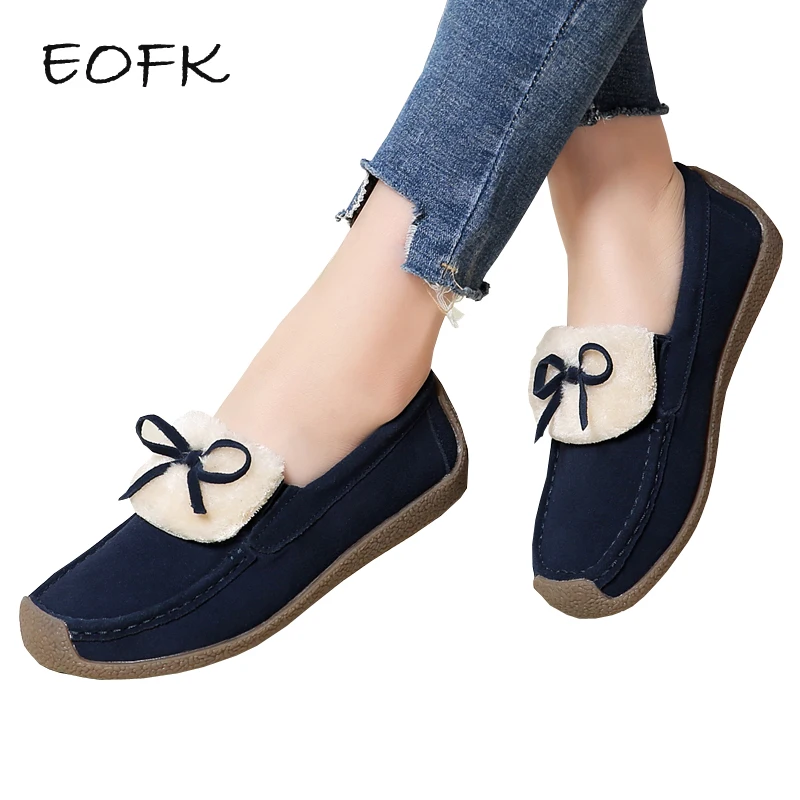 

EOFK Women Loafers Butterfly-knot Comfortable Round Toe Ladies Flat Shoes Woman Sweet Butterfly-knot Flats Casual Shoes