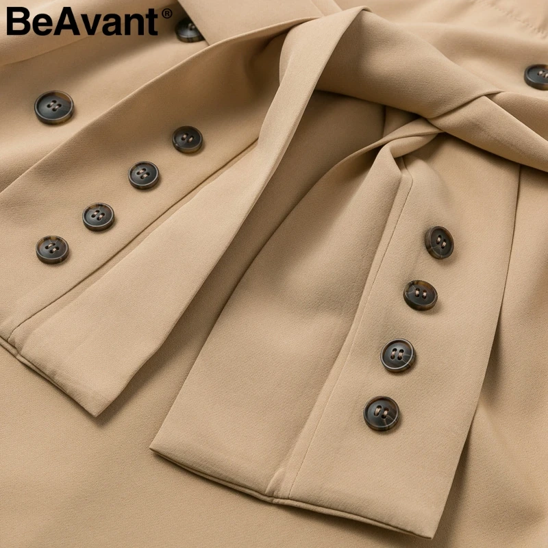 BeAvant пуховик с рукавом рубашка платье женщины Элегантные пуговицы пояса офисные женские платья Осень дамы рабочий костюм