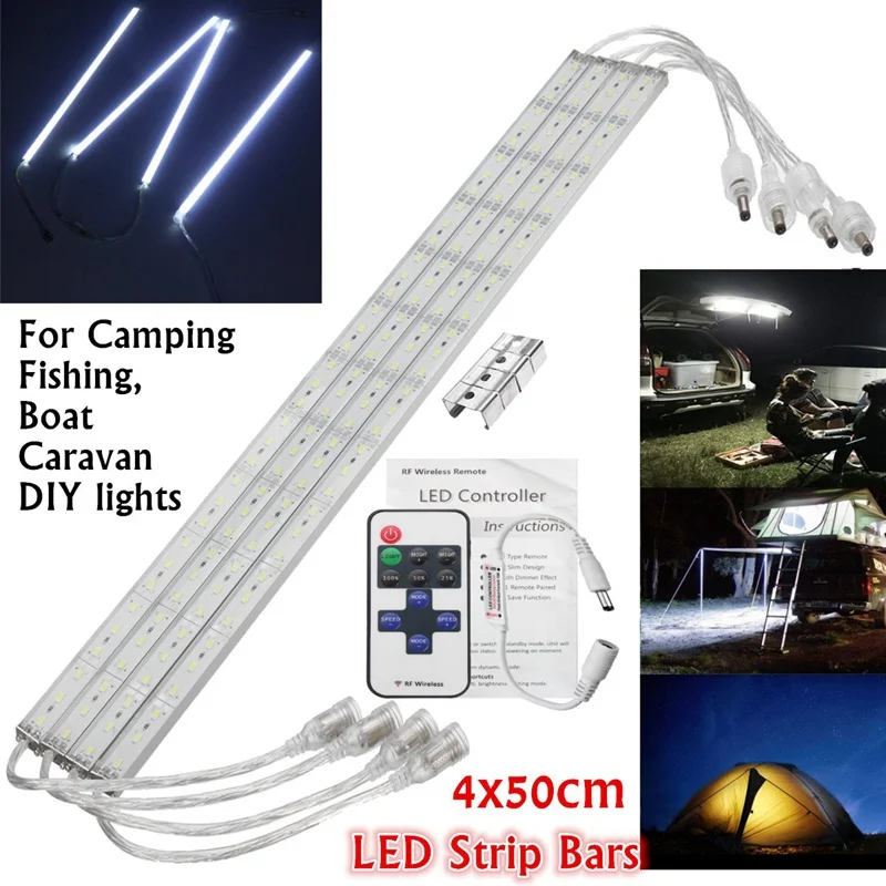 Cool White 4 PCS 50cm Led Bar Light 12V DC 5630 SMD Waterproof Wireless Remote Outdoor 9W Strip Lamp For Home Camping Boat Car Cool White 4 PCS 50cm Led Bar Light 12V DC 5630 SMD Waterproof Wireless Remote Outdoor 9W Strip Lamp For Home Camping Boat Car