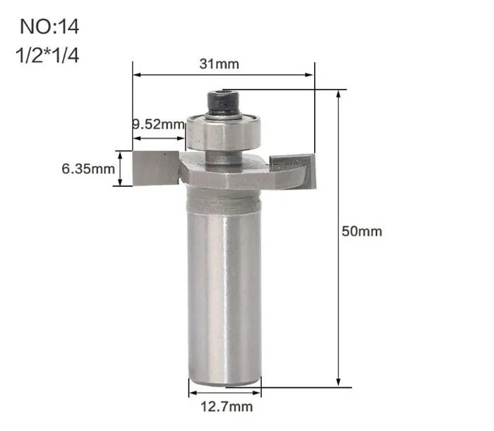 1/" 1/2 хвостовик" Т "типа печенья шарнирный слот резак для соединения/долбежные фрезы для деревообработки - Длина режущей кромки: NO 14