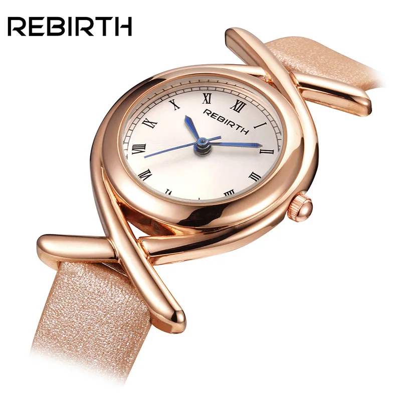 

REBIRTH Luxury Brand Watches for Women Waterproof Quartz Ladies Watch Fashion Leather Watchband Roman Numerals montres femme