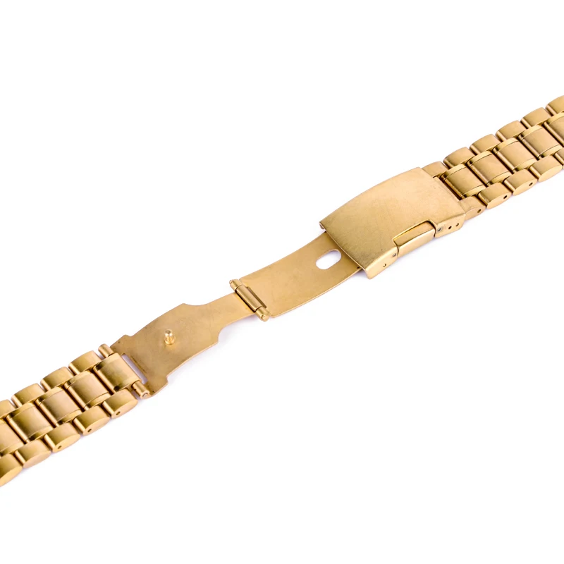 18/20/22/24mm Curved End Watch Band Unisex Stainless Steel Metal Wristwatch Strap Double Fold Deployment Clasp Bracelet 3 Colors