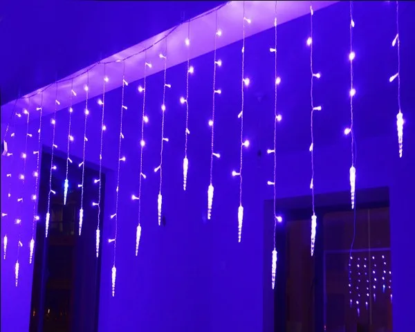 Светодиодные строки Водонепроницаемый RGB/красочный 220 В 4*0.6 м 120 светодиоды LED сосулька занавес фары на Рождество дерево сад украшения дома