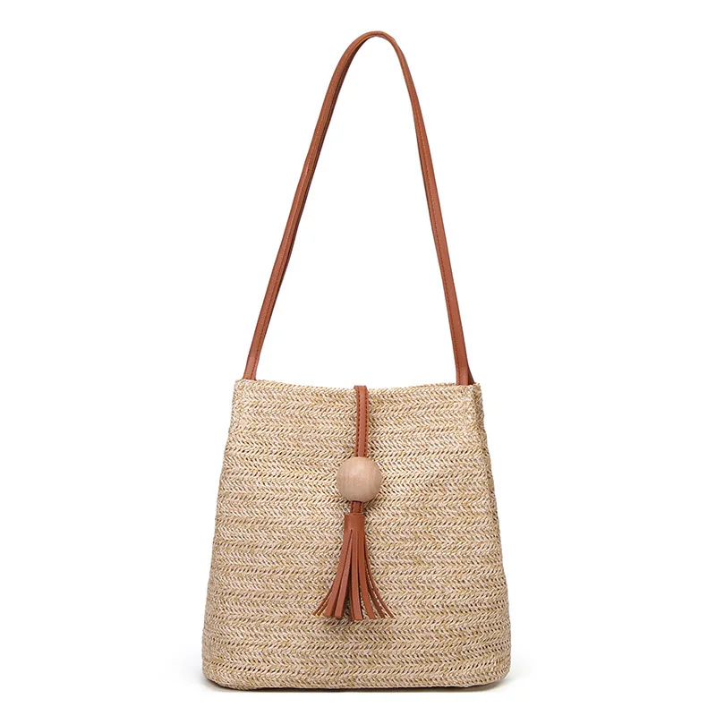 

2018 Women Handbag Bohemia Summer Beach Tote Bag Handmade Rattan woven Round handbag Straw Knitted Messenger Shoulder Bag d039