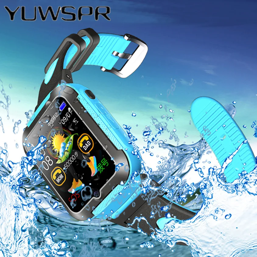 Pаспродажа Детские font b gps b font часы с отслеживанием местоположения, водонепроницаемые умные часы с камерой наблюдения, сенсорный экран, iOS, Android, детские наручны...